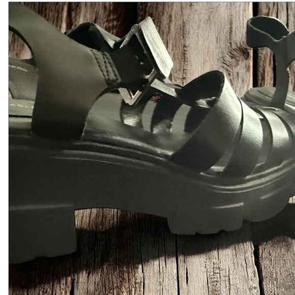 New American Eagle Womens Fisherman Sandals Size 11 Black Open Toe Chunky Heel - Picture 12 of 16